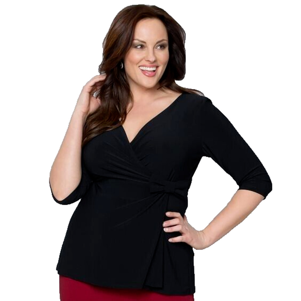 Kiyonna Audrey Top Black Size 10 12 Retro Bow Accent Feminine Hollywood Glam
